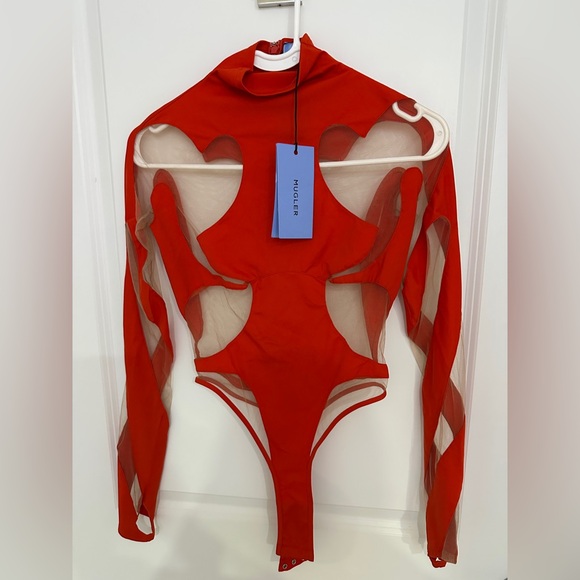 MUGLER Rodeo Lycra Bodysuit Fire/Nude - Picture 1 of 4